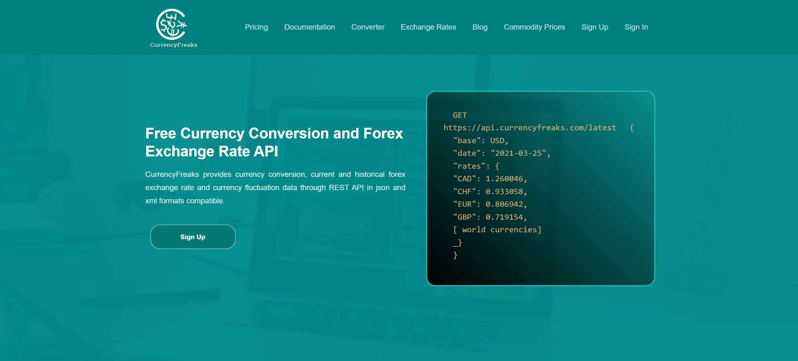 CurrencyFreaks currency API for historical exchange rate data or foreign exchange rate data for reliable exchange rate data  